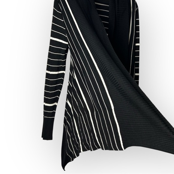 Apt 9 Black and White Stripes Open Waterfall Cardigan L - Picture 4 of 6
